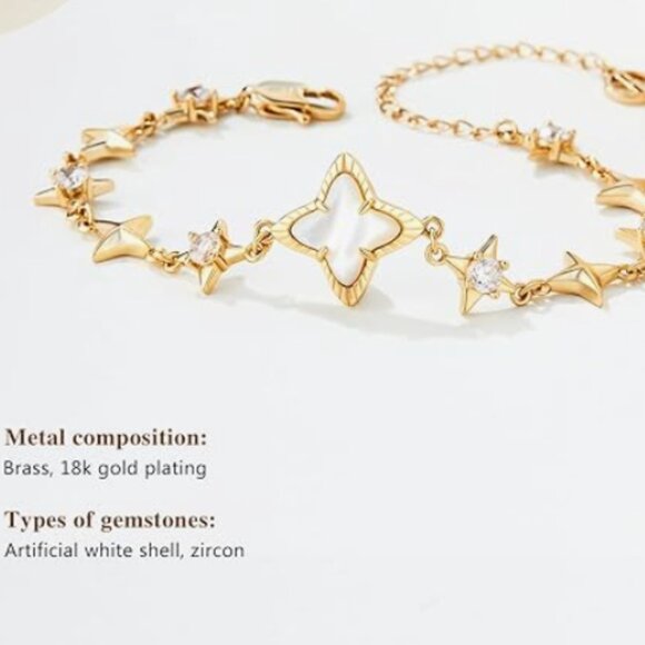 18k Gold Plated White Shell Cubic Zirconia - Picture 4 of 5